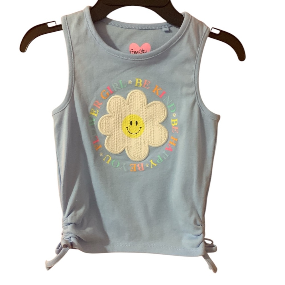 Freestyle Blue Tank Top with Smiley Flower Girls 6